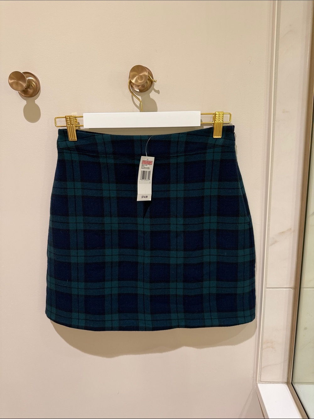 Vineyard Vines Green and Navy Plaid Mini Skirt